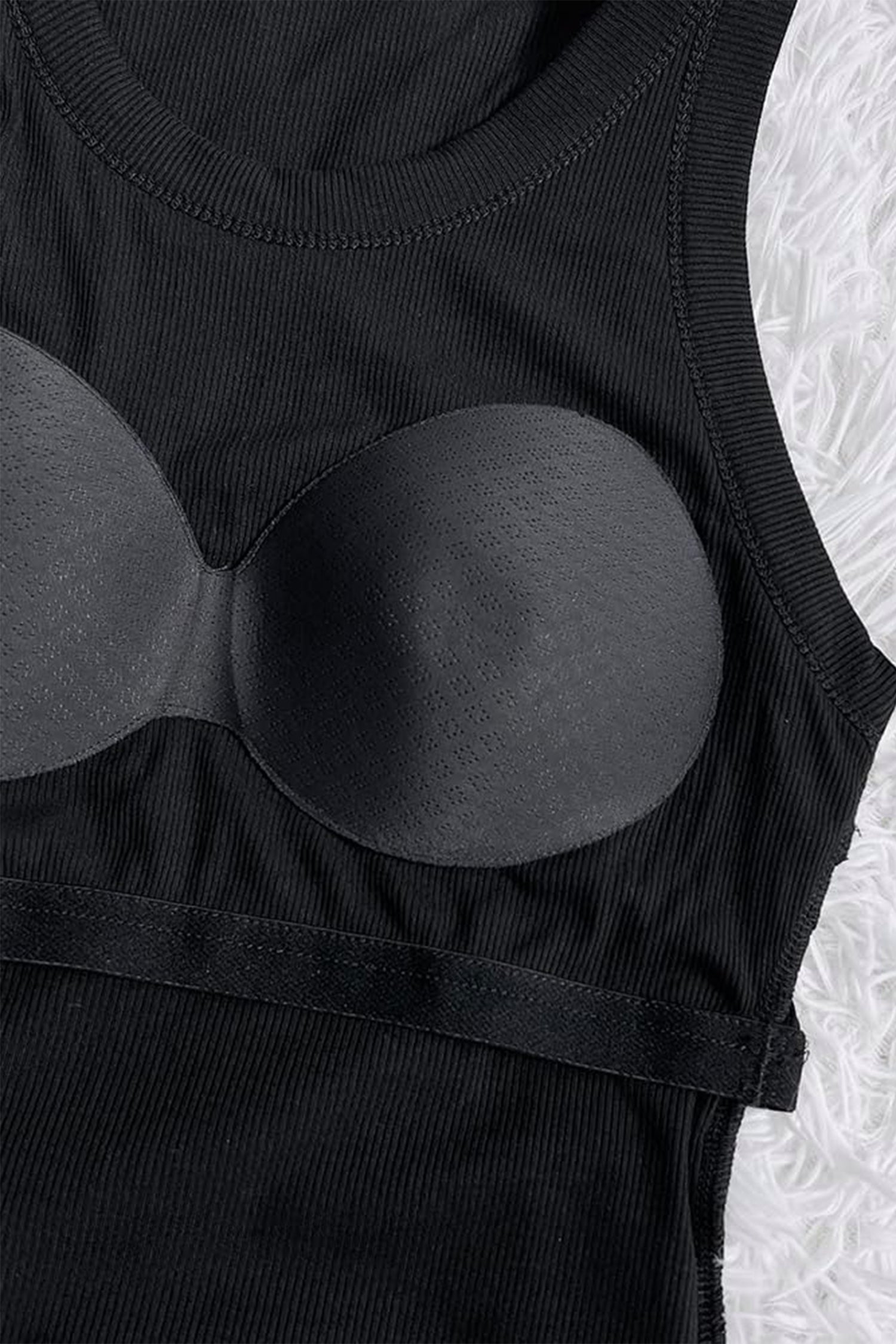 Four Leaf Clover Slim Ribbed Padded Tank Top