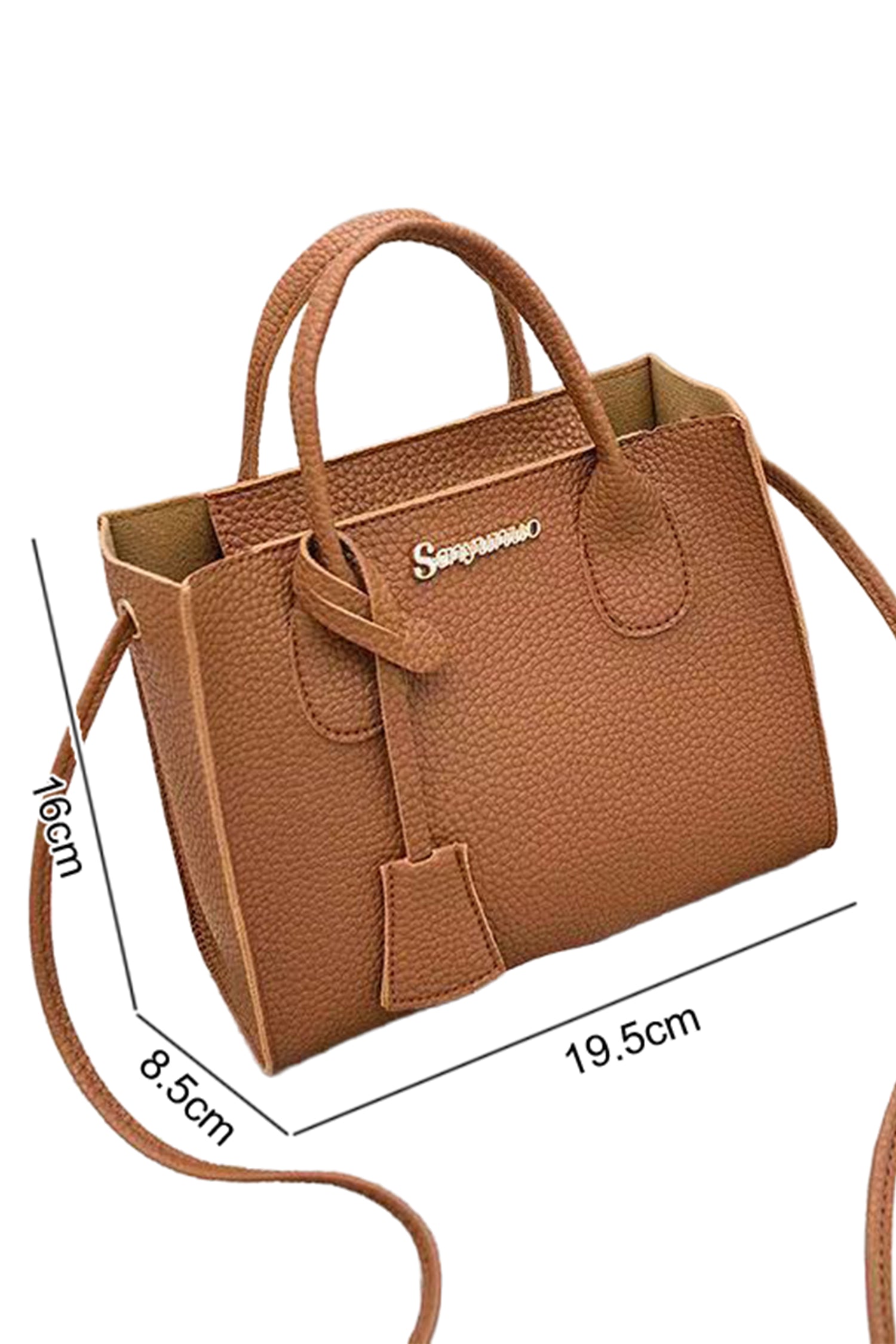 Camel Minimalist PU Leather Handle Shoulder Bag