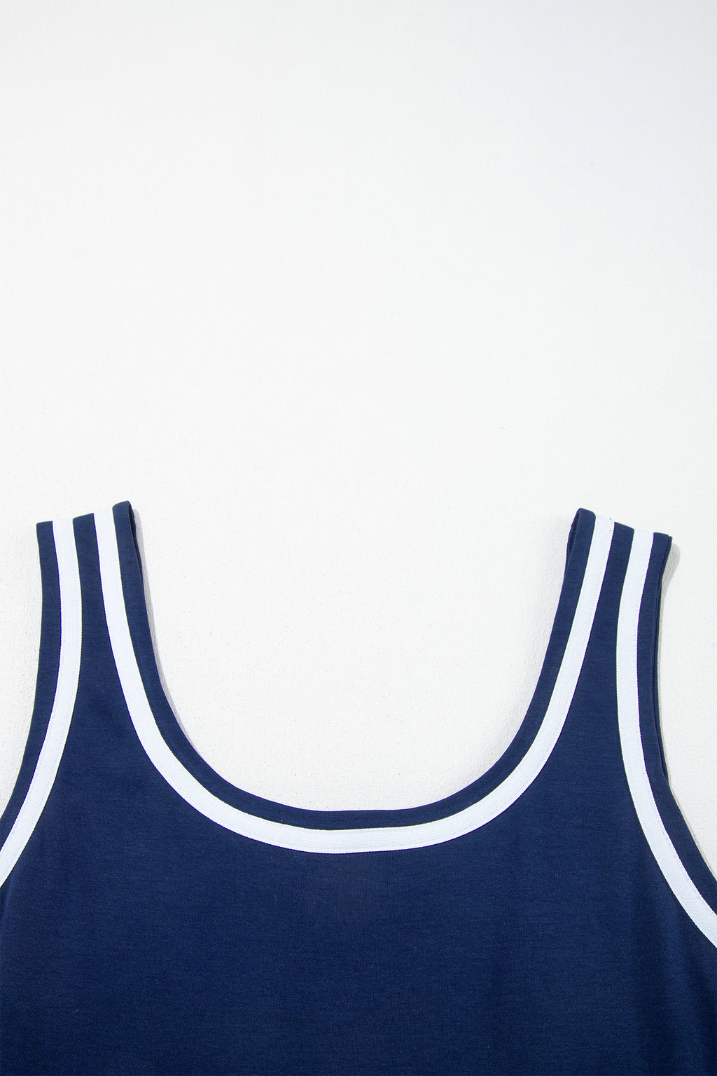 Dirty blue Contrast Trim U Neck Sleeveless Mini Dress