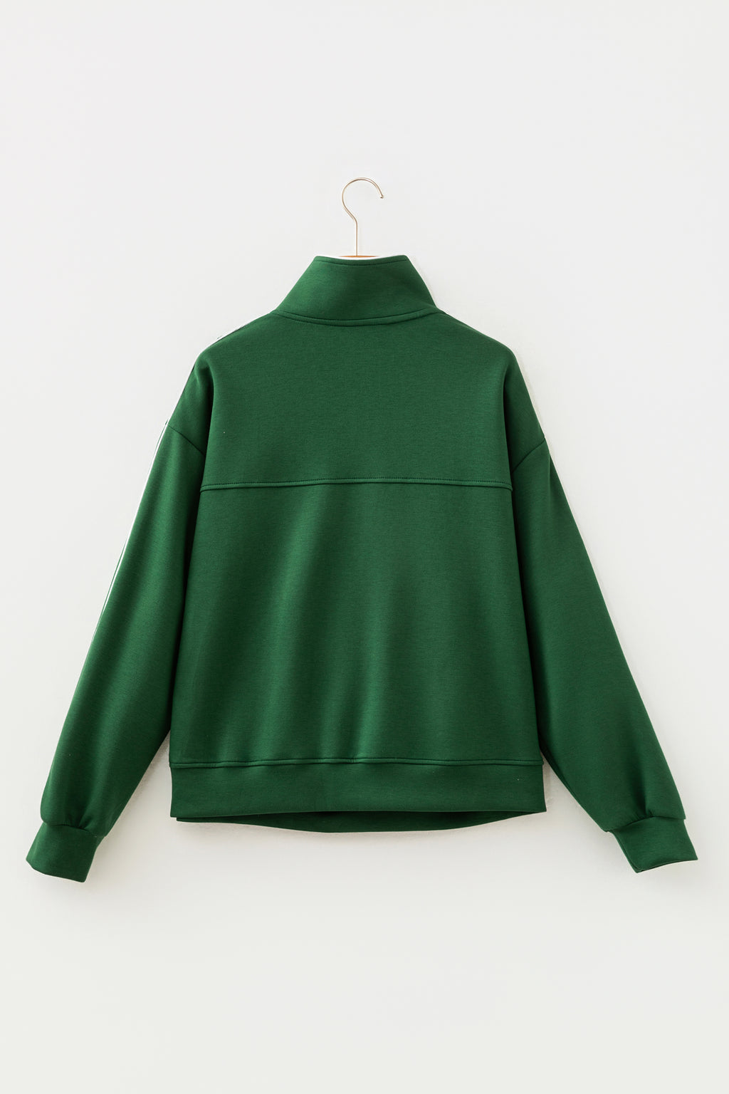Sea Green High Neck Zip-Up Loose Fit Long Sleeve Sweatshirt