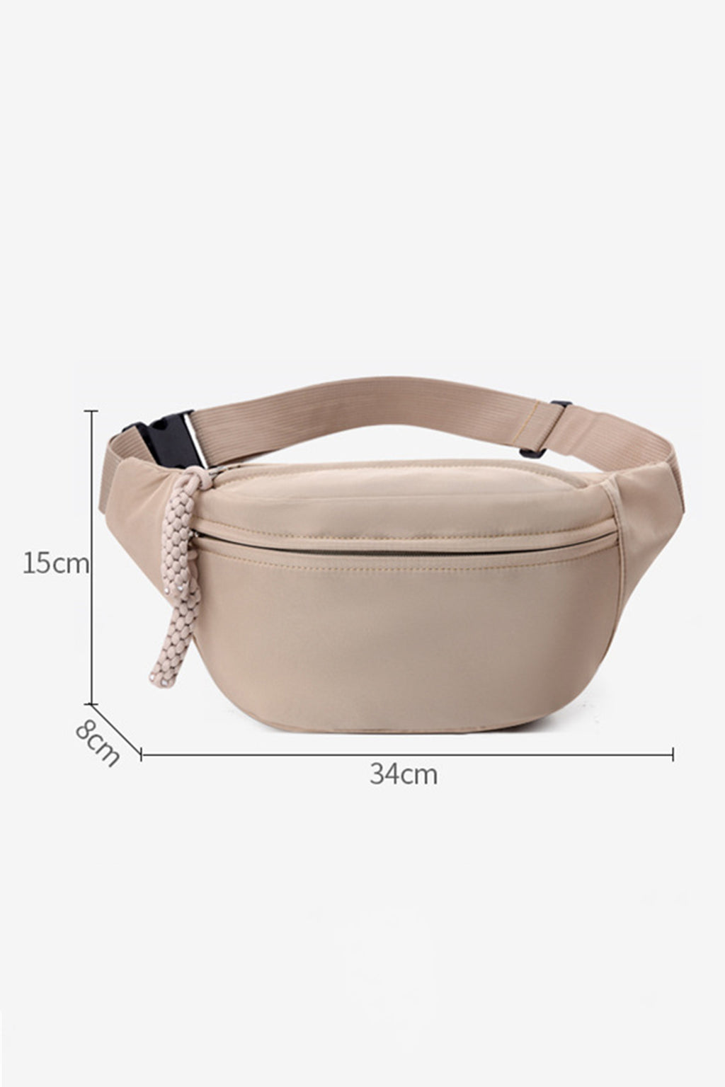 Gray Solid Color Braided Pull-tab Zip Crossbody Bag