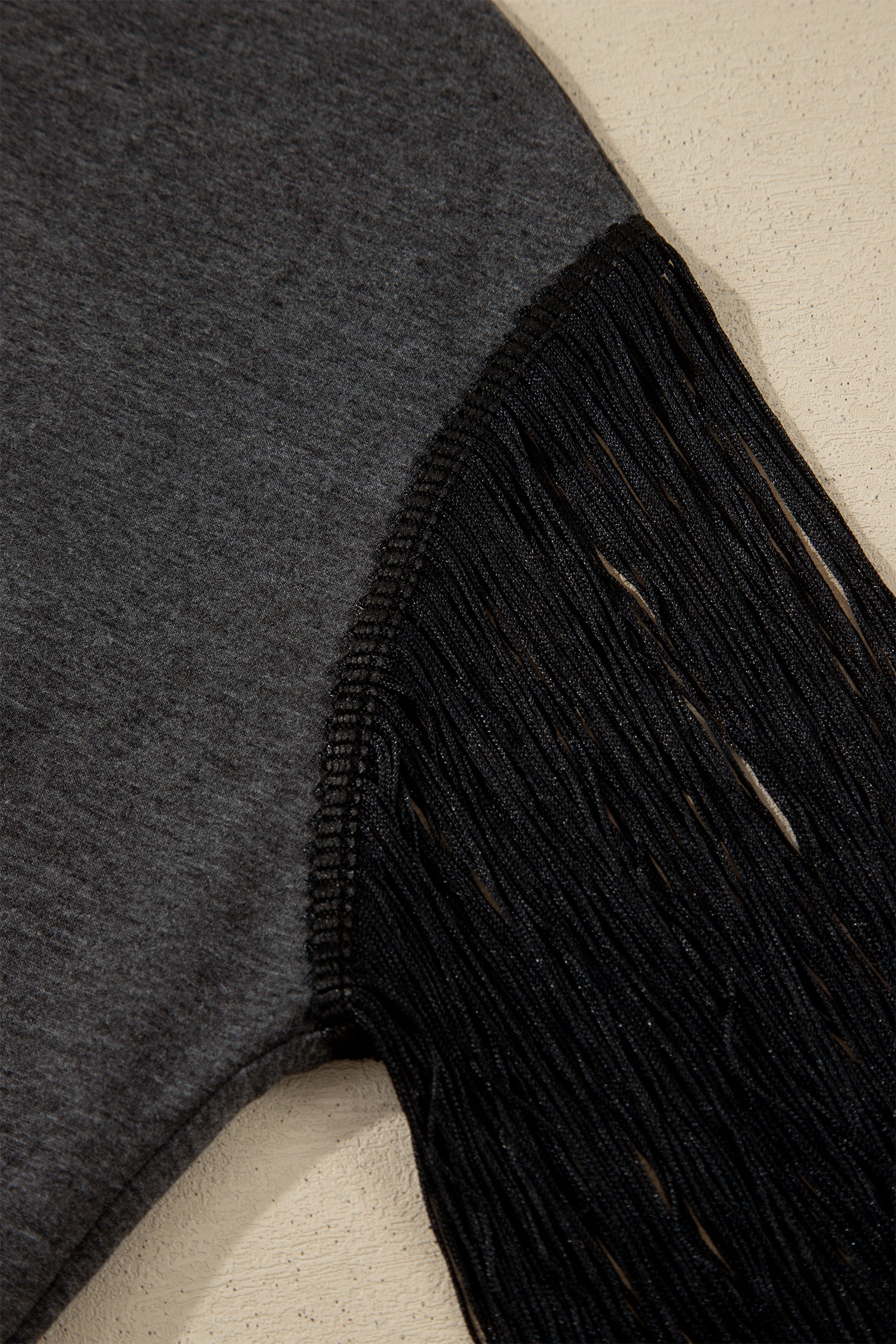 Carbon Grey YEE HAW Boots STATE OF MIND Fringed Sleeve Tee