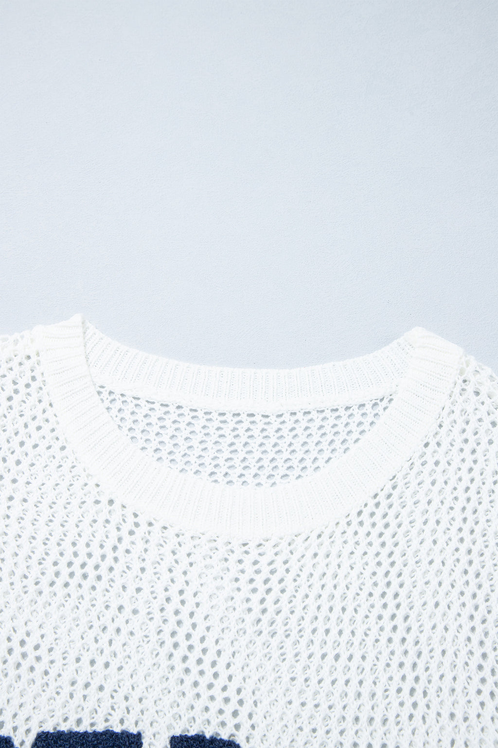 White Chenille BEACH Lettering Hollow Out Knit Casual Sweater