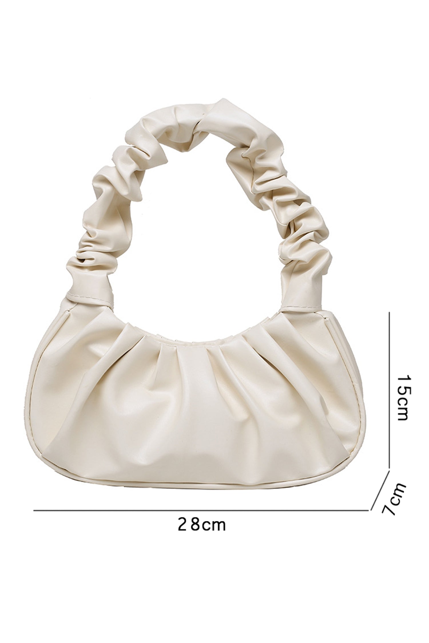 White Sleek PU Leather Pleated Dinner Hand Bag