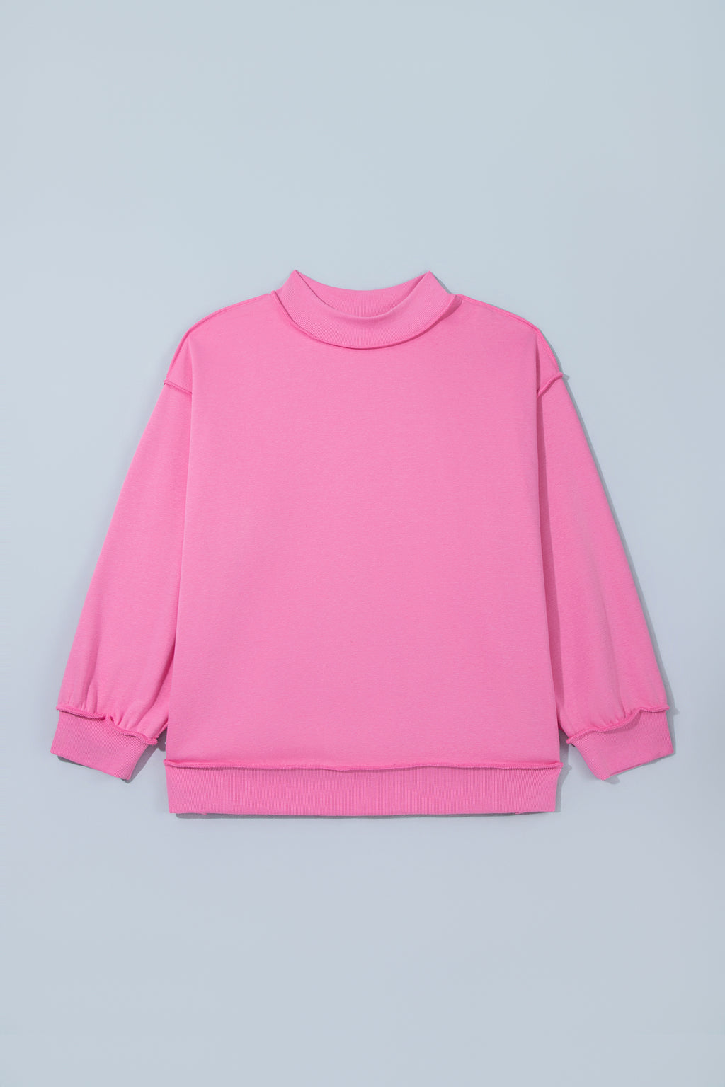 Bright Pink Exposed Seam Detail Reversible Double Wear Plus Size Sweatshirt