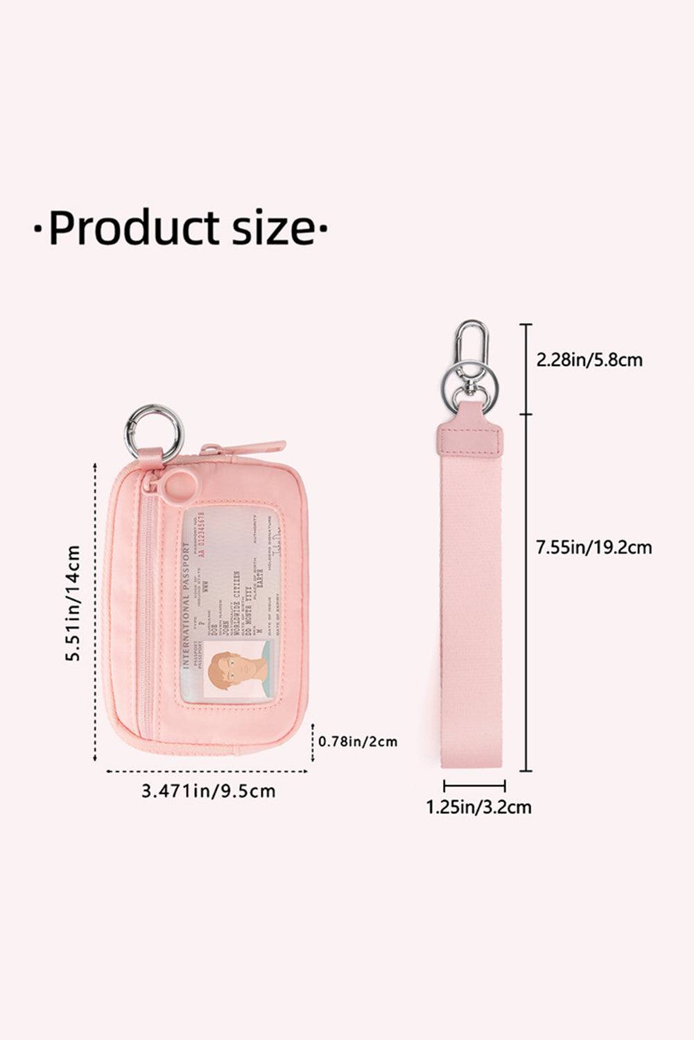 Pink Transparent ID Window Coin Storage Wrist Bag