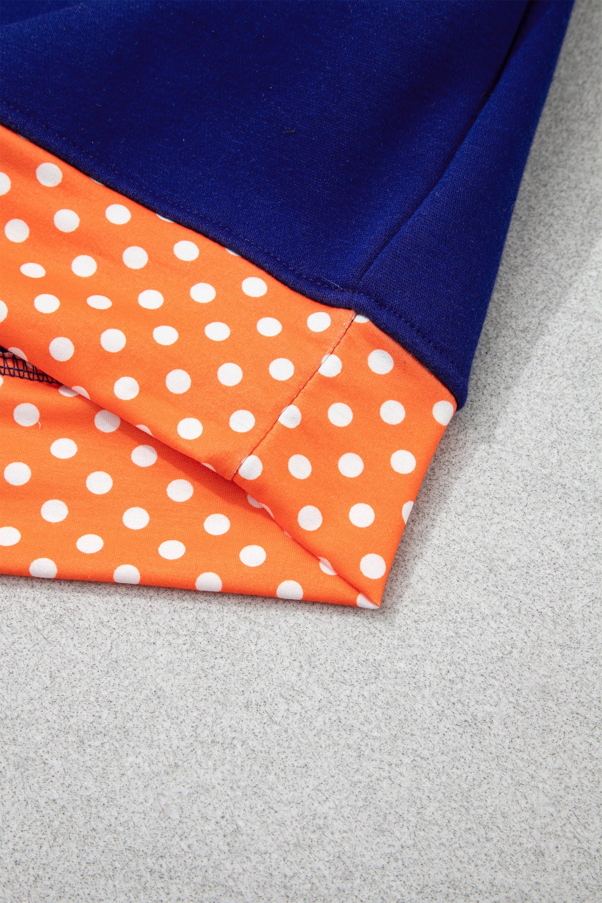 Tomato Red Polka Dot Letter Print Contrast Trim Mock Neck Sweatshirt