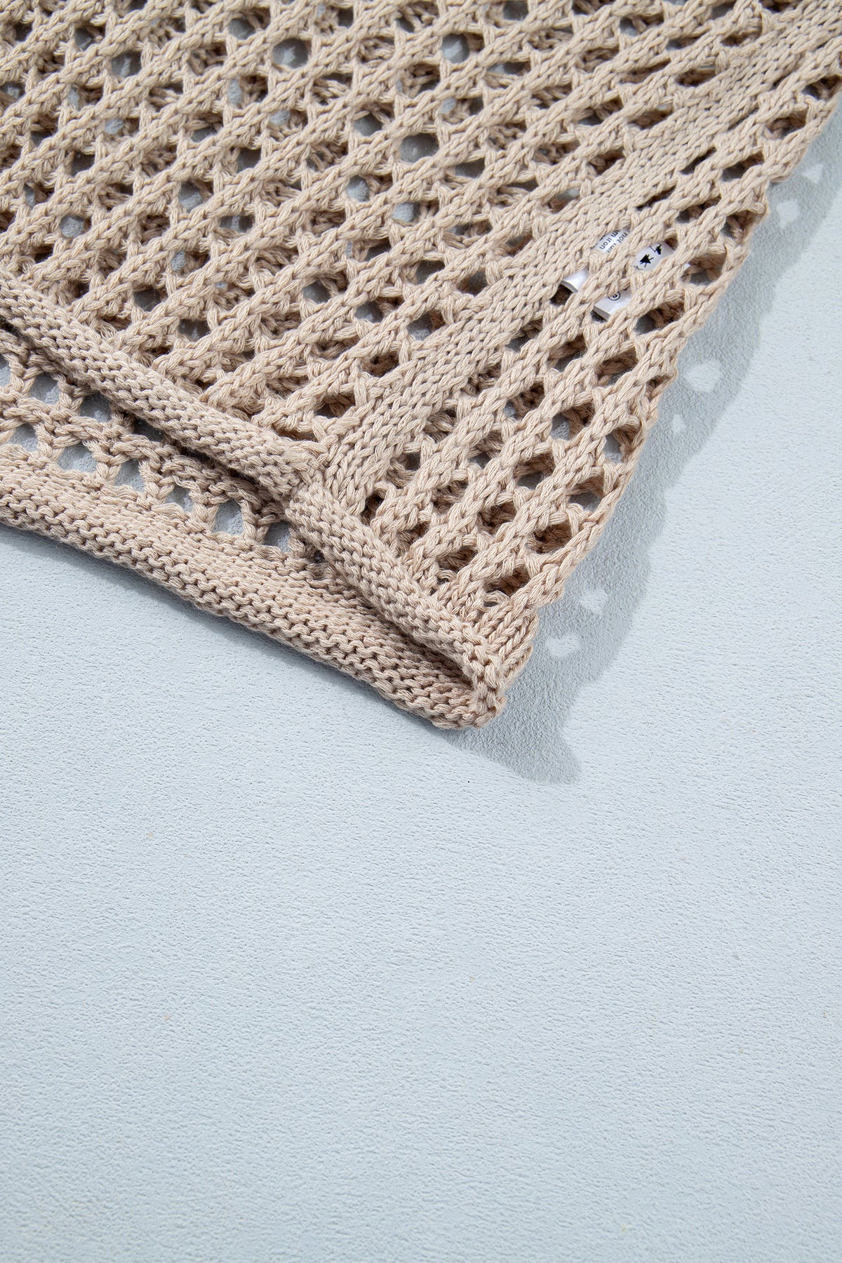 Sage Green Star Pattern Crochet Hooded Drawstring Sweater