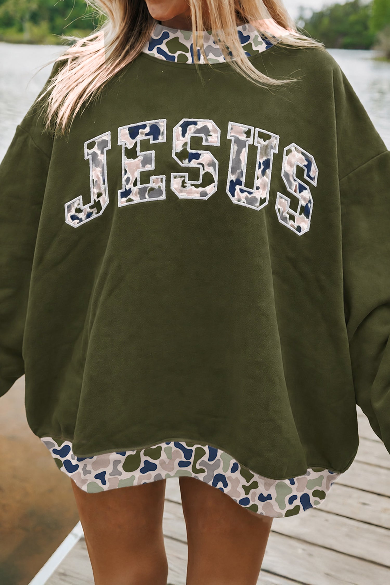 Coffee Western Contrast Detail Letter Graphic Baggy Sweatshirt