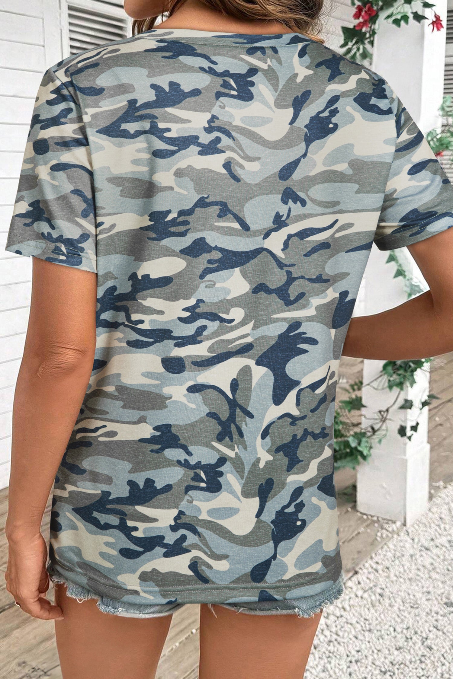 Green Camouflage KENTUCKY Crew Neck Summer Top