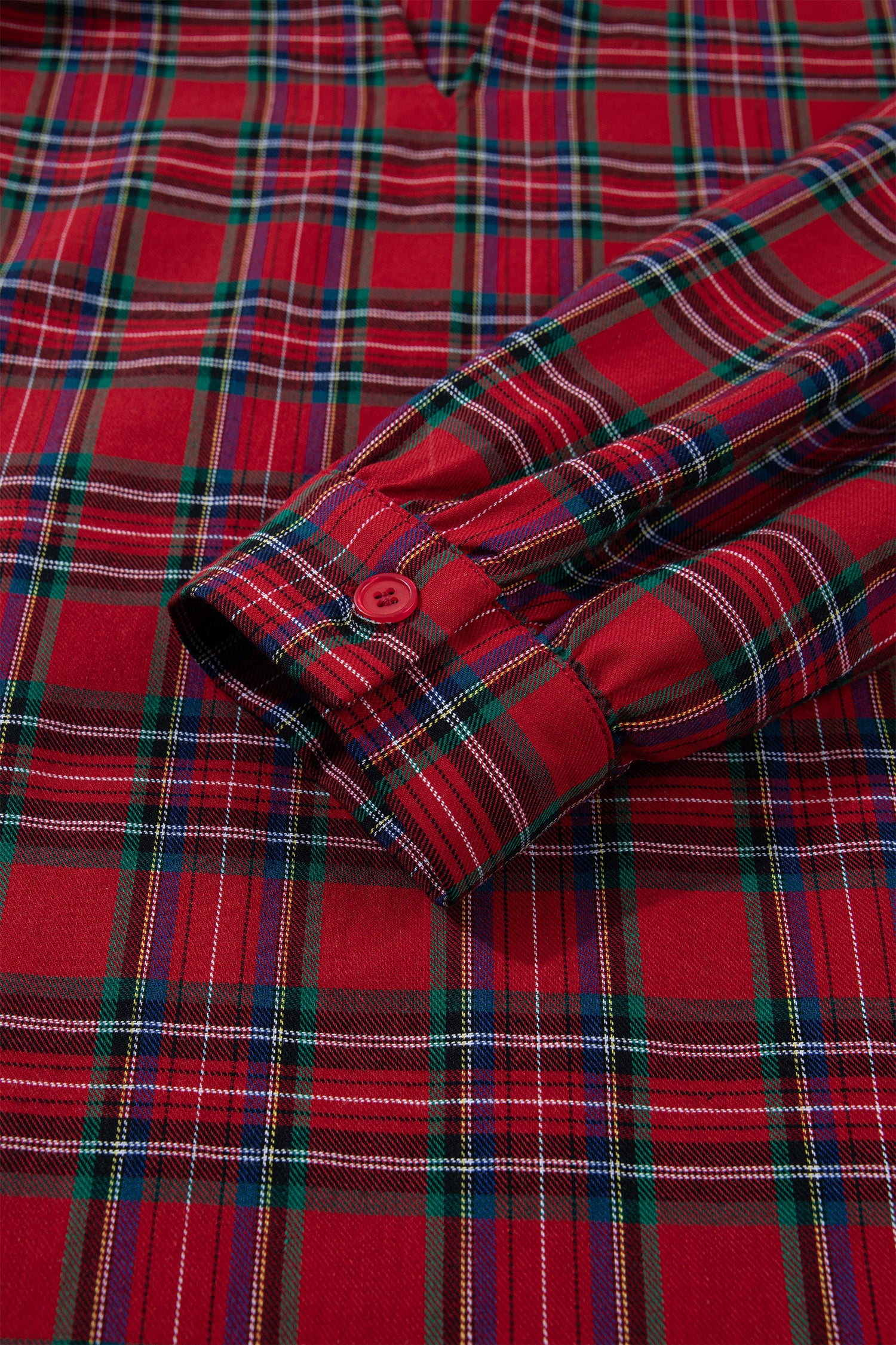 Red Plaid Long Sleeve Mini Shift Silhouette Decoration Dress