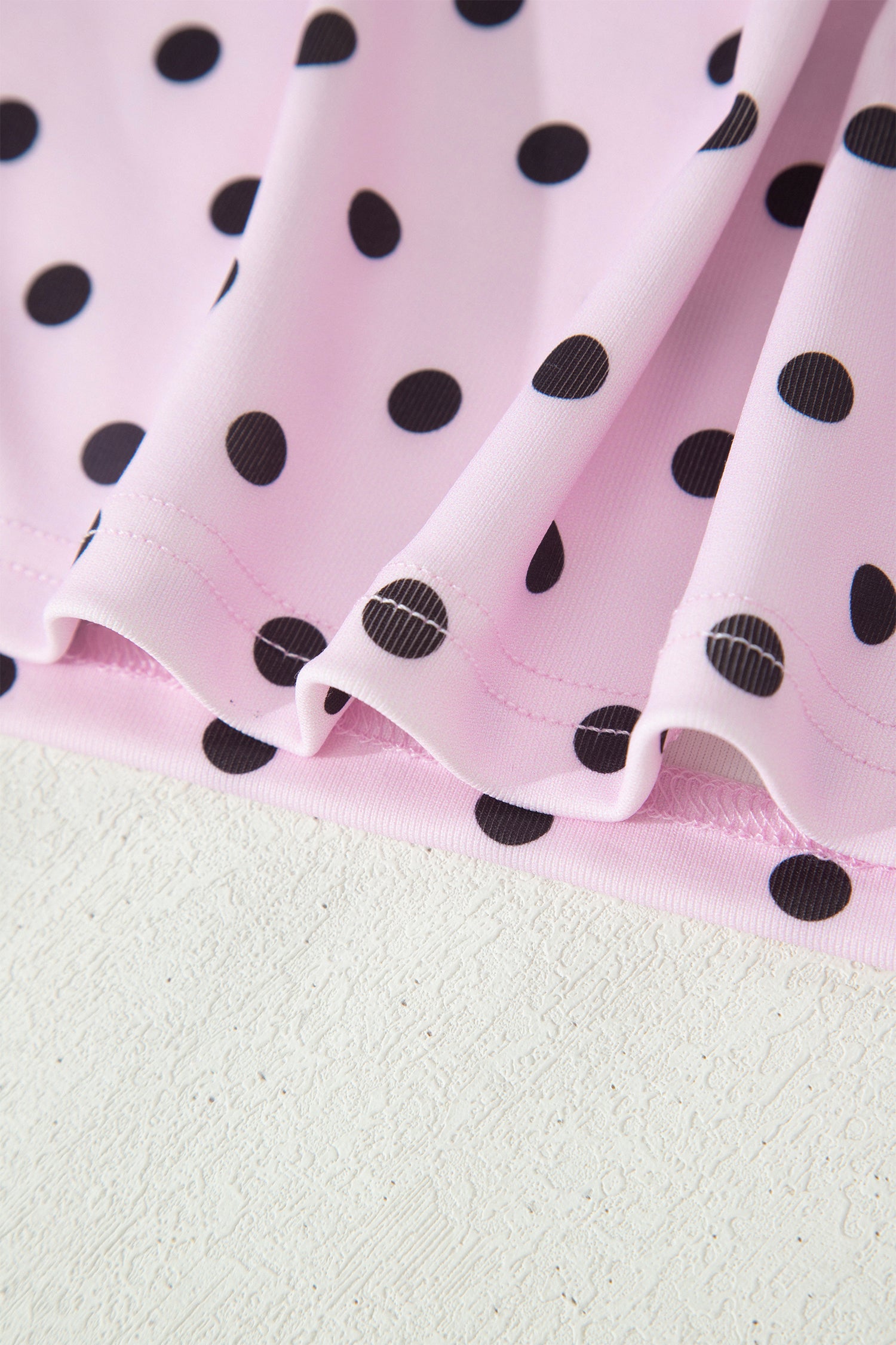 Pink Polka Dot Halter Tank Drawstring Elastic Waist Short Set