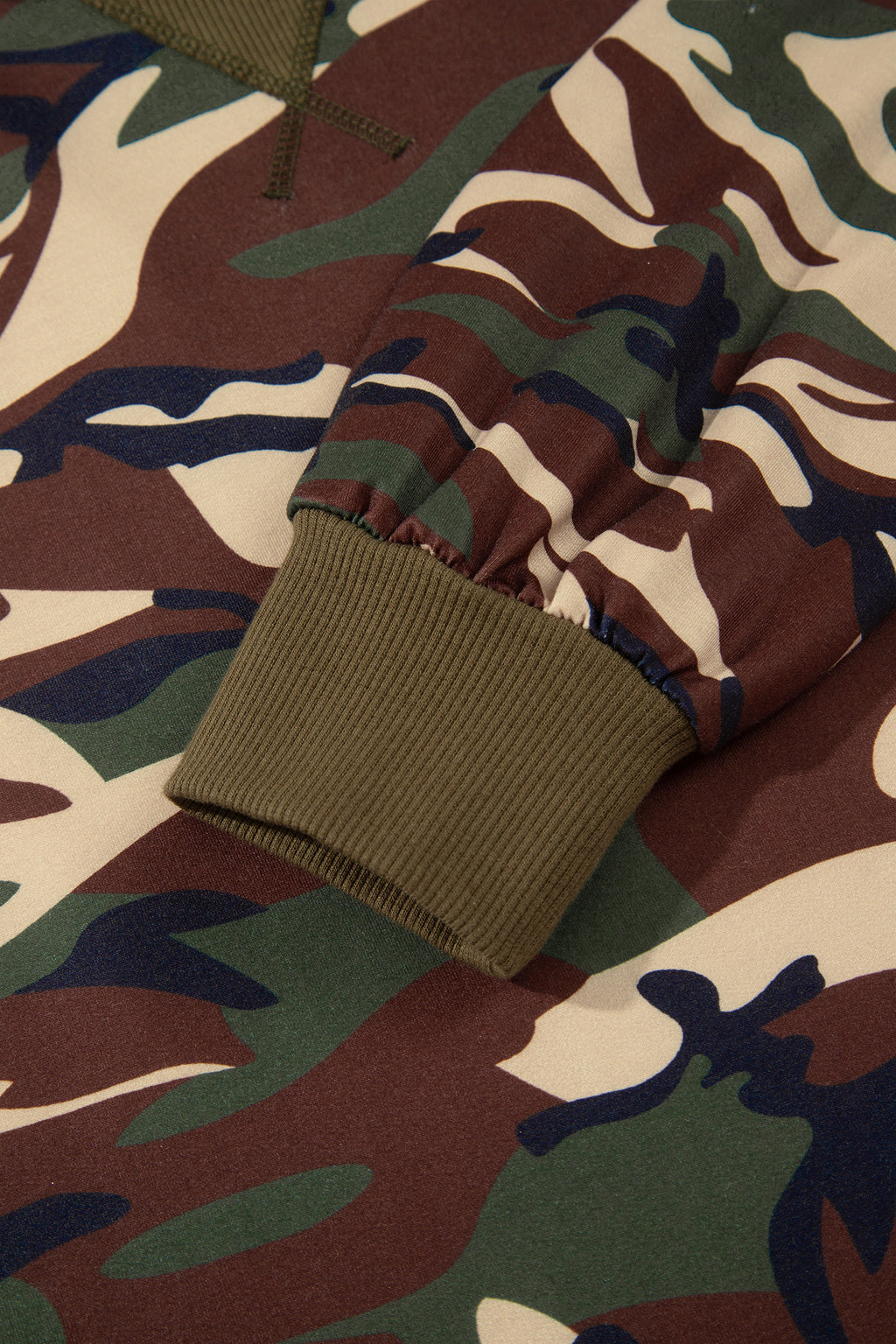 Multicolour Camouflage Print Round Neck Baggy Pullover Sweatshirt