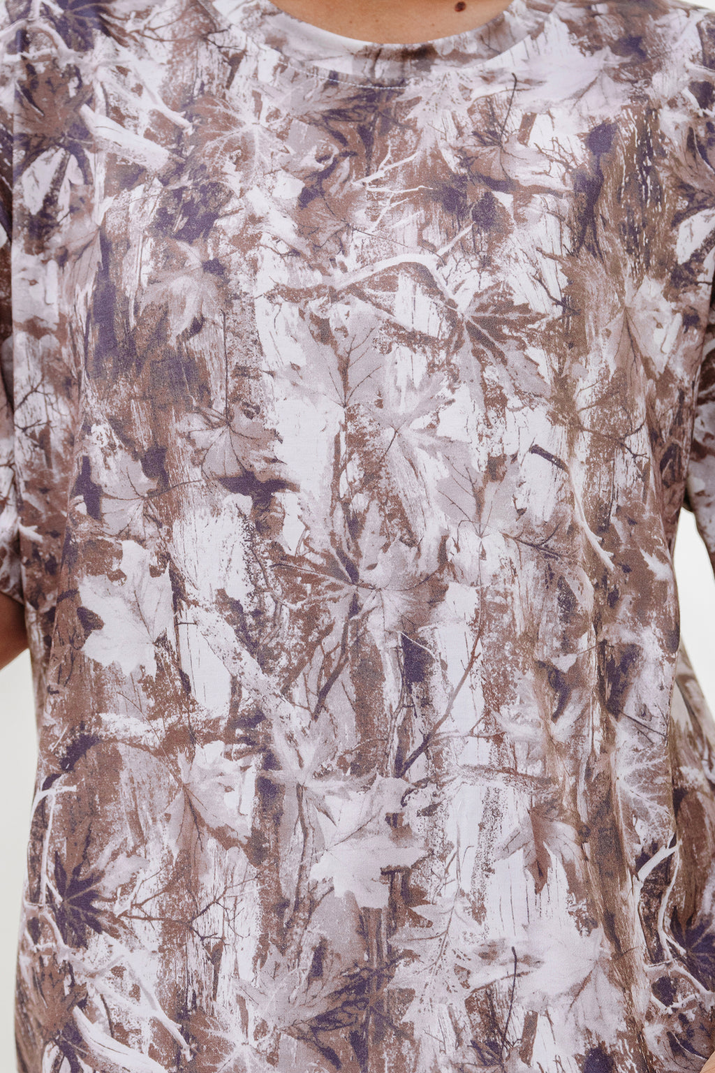 Khaki Camouflage Woodland Print Drop Shoulder Tunic Tee