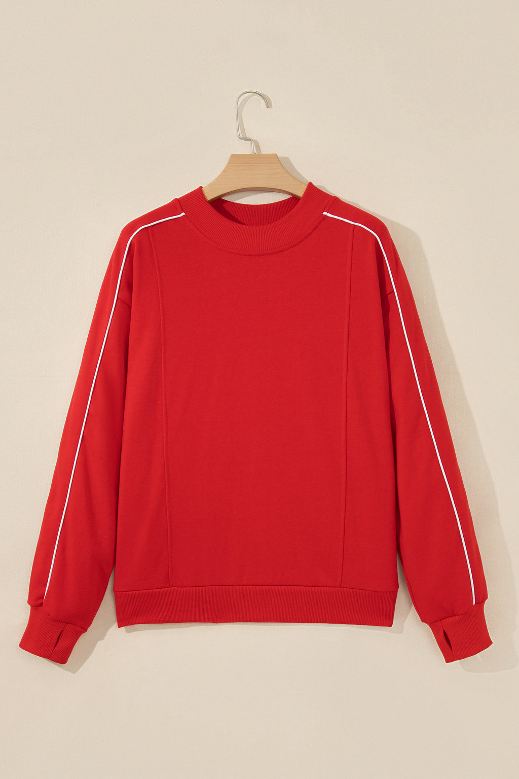 Fiery Red Stand Neck Long Sleeve Regular Fit Sweatshirt