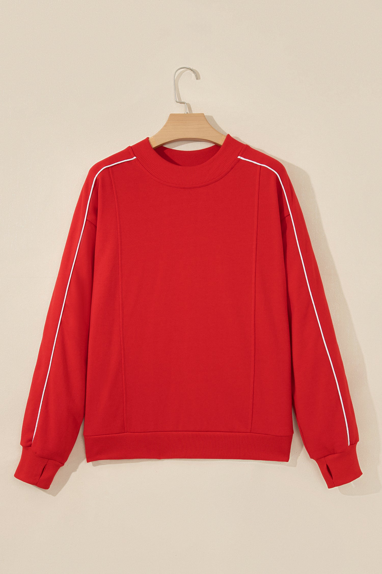 Fiery Red Stand Neck Long Sleeve Regular Fit Sweatshirt