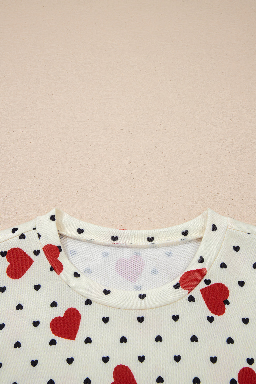 Beige Flower Heart Festive Valentine Blouse
