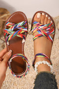Cinnamon Colorful Caged Band Flat Roman Strap Sandals