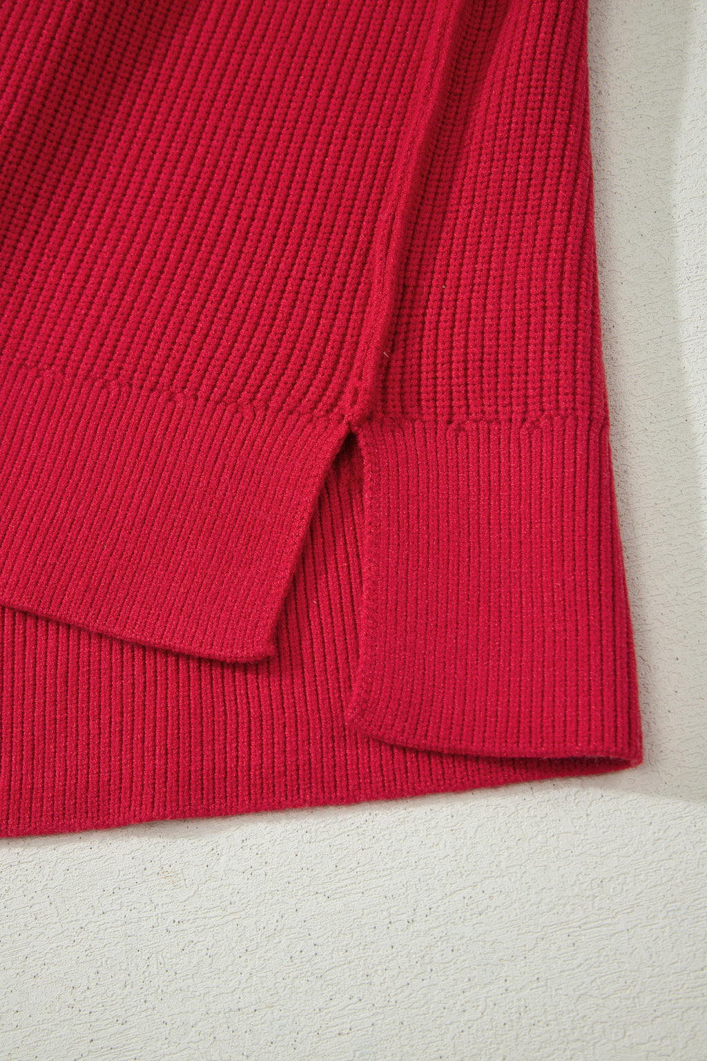 Chestnut Solid Color Mock Neck Oversized Tunic Sweater