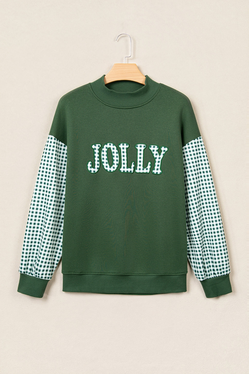 Evergreen Gingham Plaid Oversized Pullover Sweatshirt