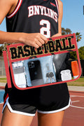Jurassic Gold BASKETBALL Chenille Letter Patch Game Day Stadium Clear PVC Cosmetic Bag