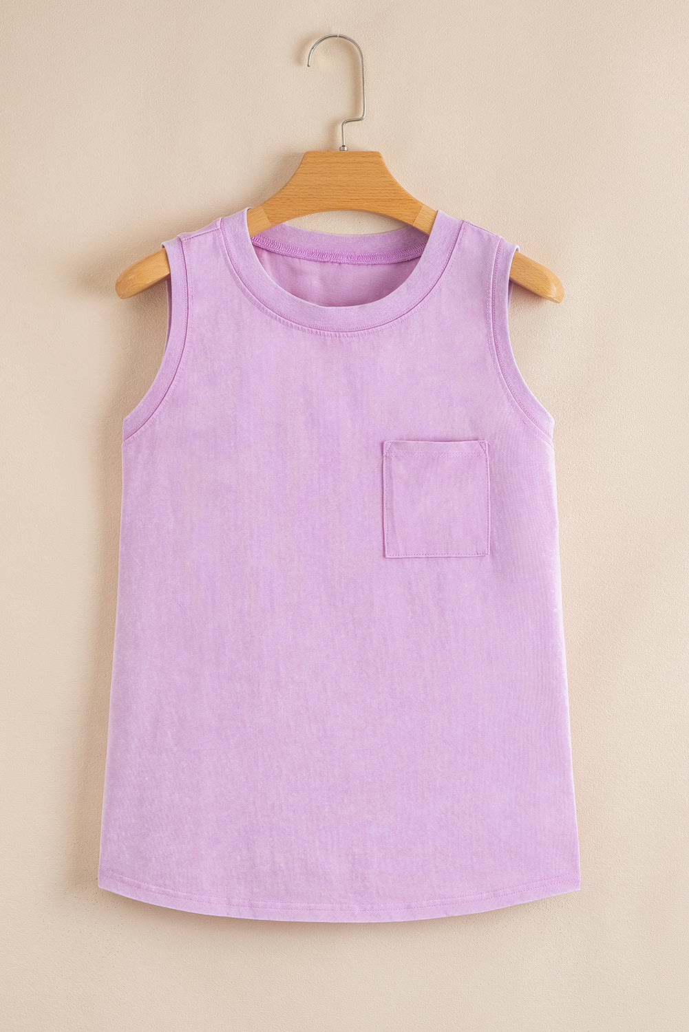 Phalaenopsis Mineral Wash Patched Chest Pocket Casual Tank Top