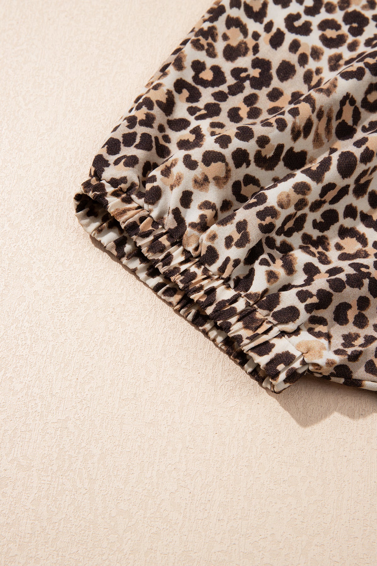 Leopard Contrast Trim V Neck Half Sleeve Western Dolman Blouse