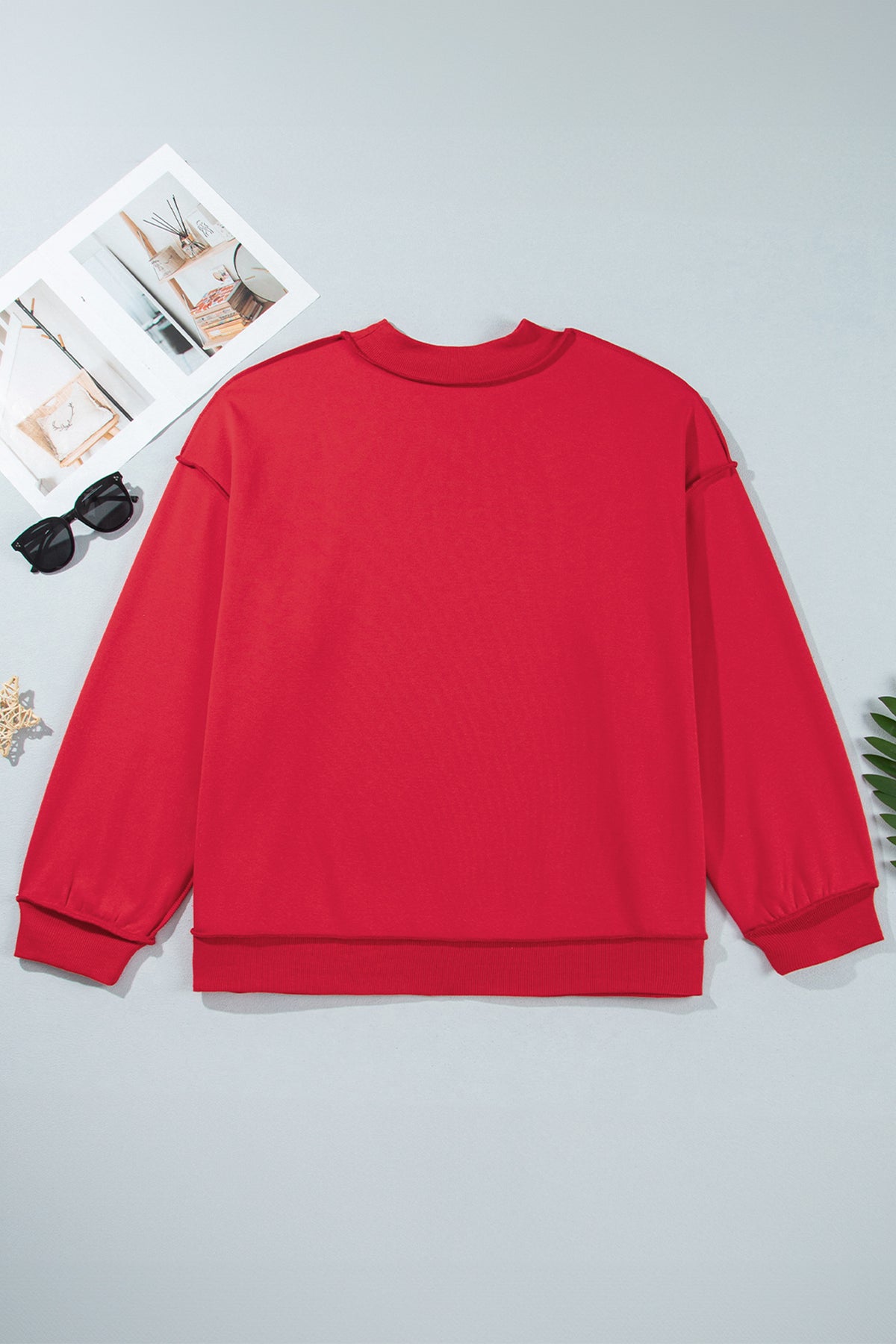 Light Grey Exposed Seam Detail Reversible Double Wear Plus Size Sweatshirt