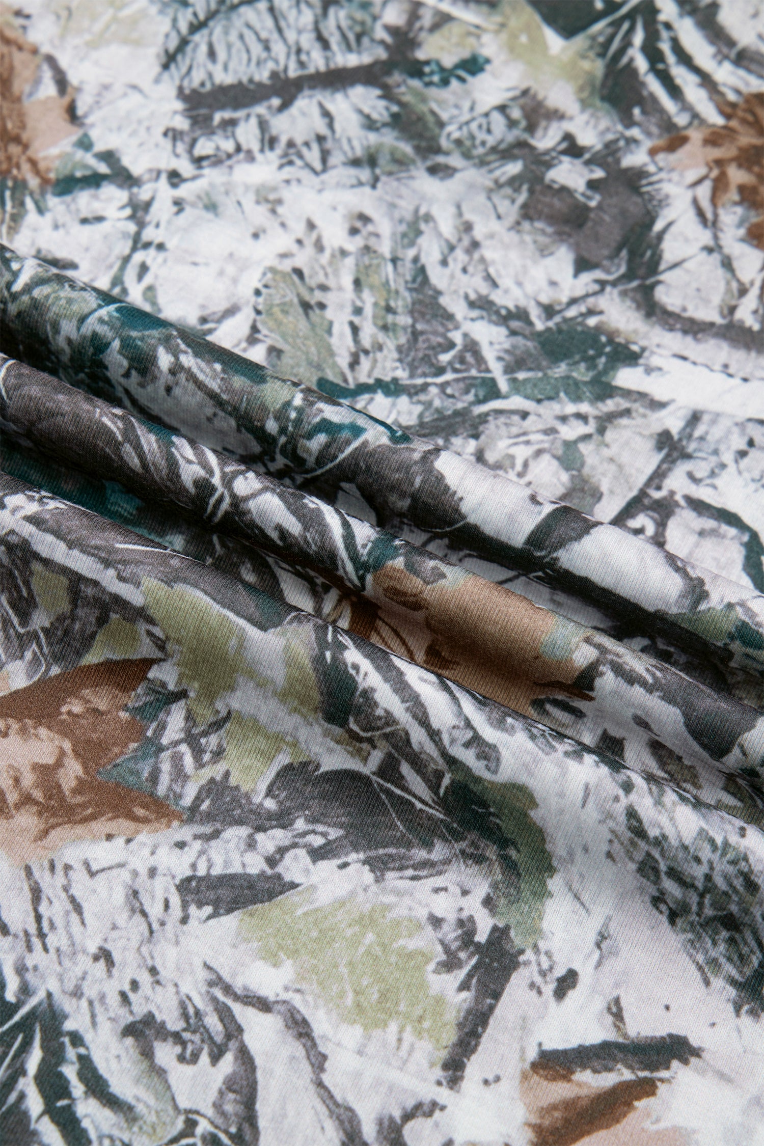 Gray Abstract Woodland Print Tunic Henley T Shirt