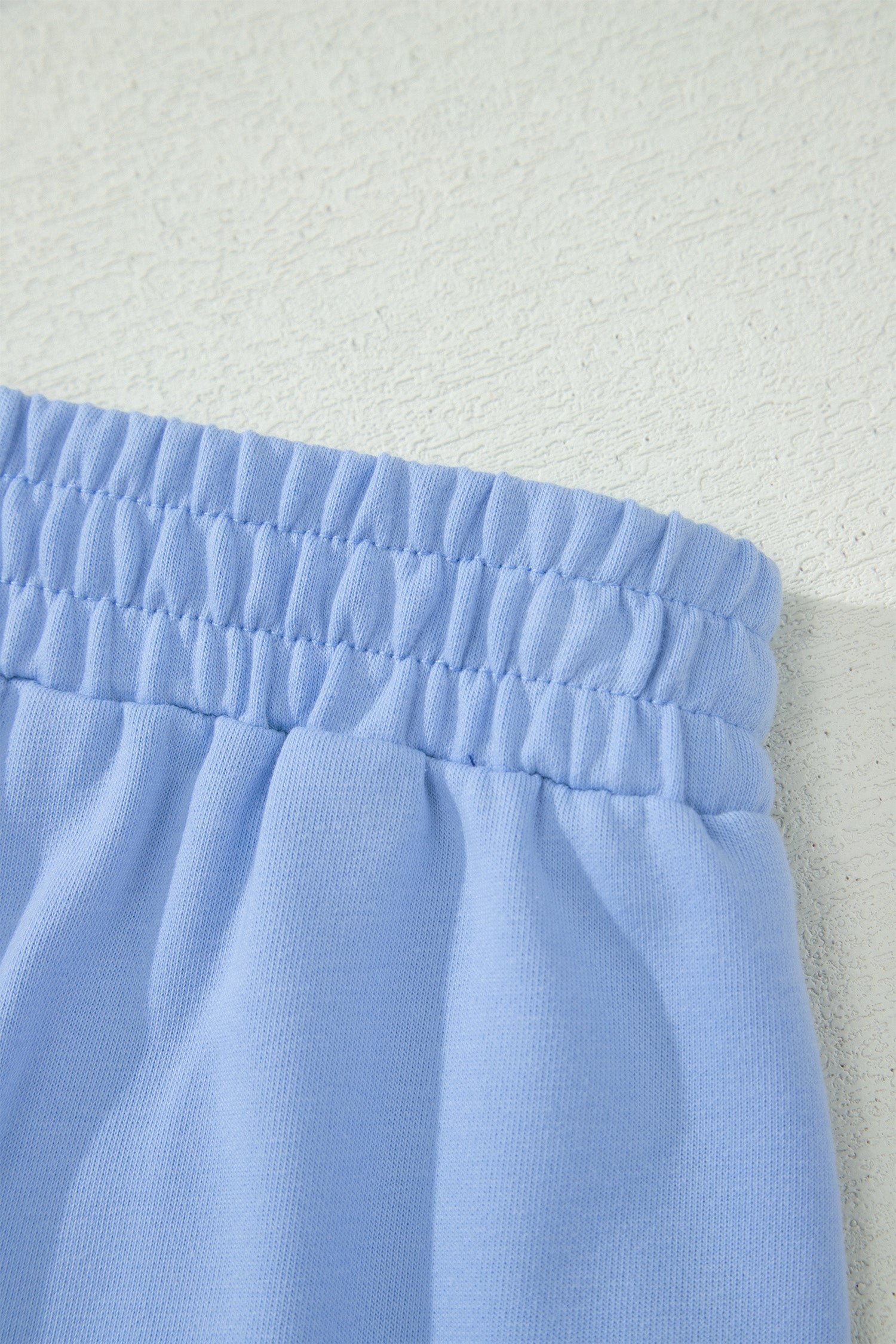 Sky Blue Half Zipped Ruffled Short Set