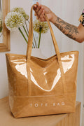 Camel Retro Letter Print Waterproof PVC Tote Bag