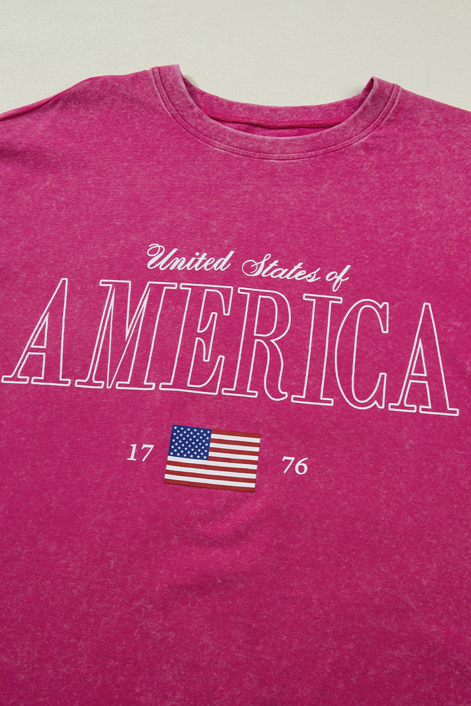 Rose Red AMERICA 1776 Graphic Mineral Wash Cotton Tee