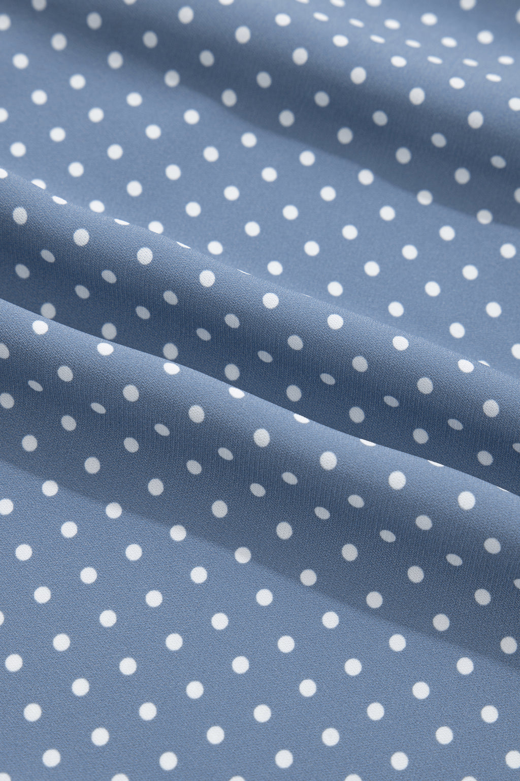 Sky Blue Dotted Print Cuffed Short Sleeve Shirt