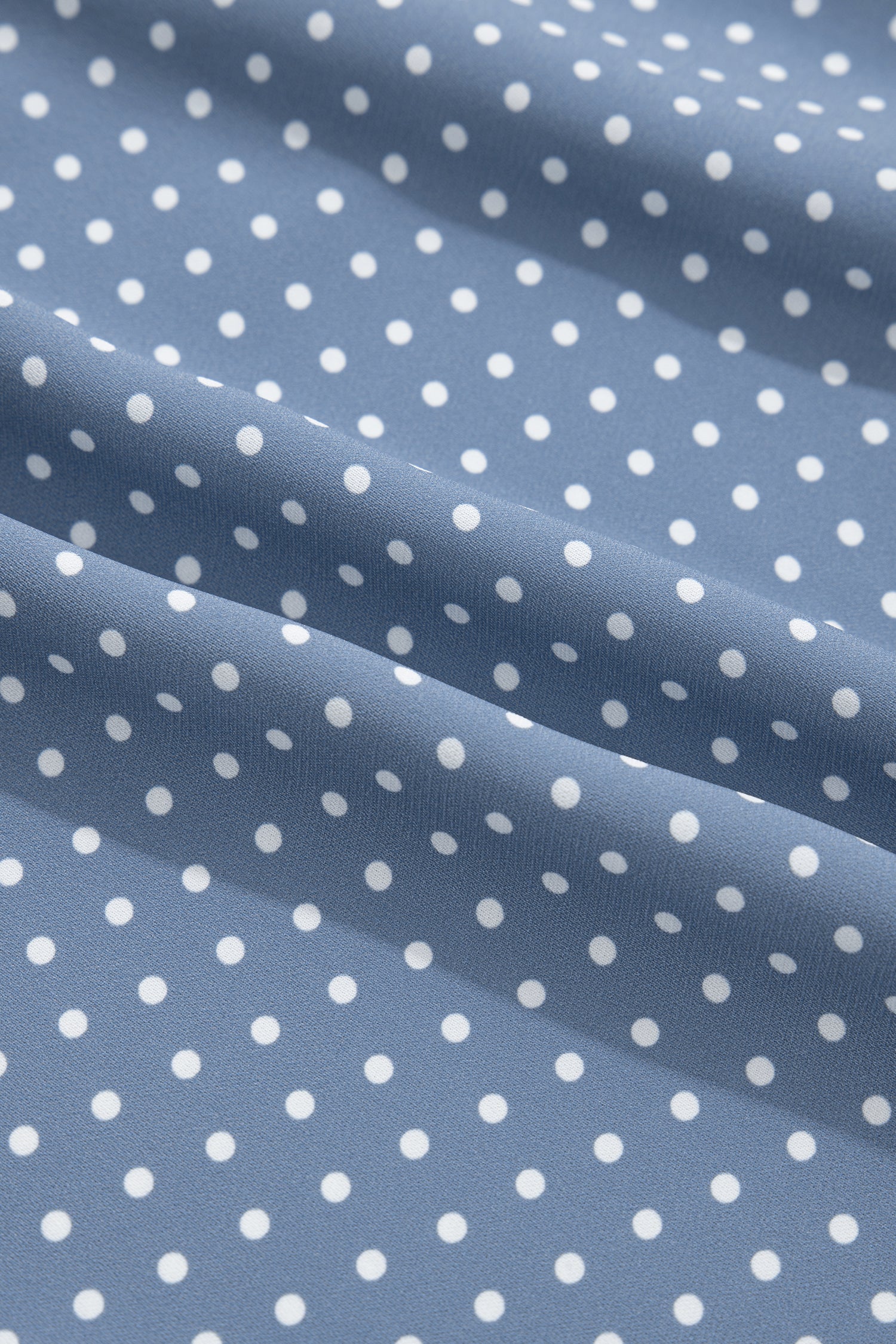 Sky Blue Dotted Print Cuffed Short Sleeve Shirt