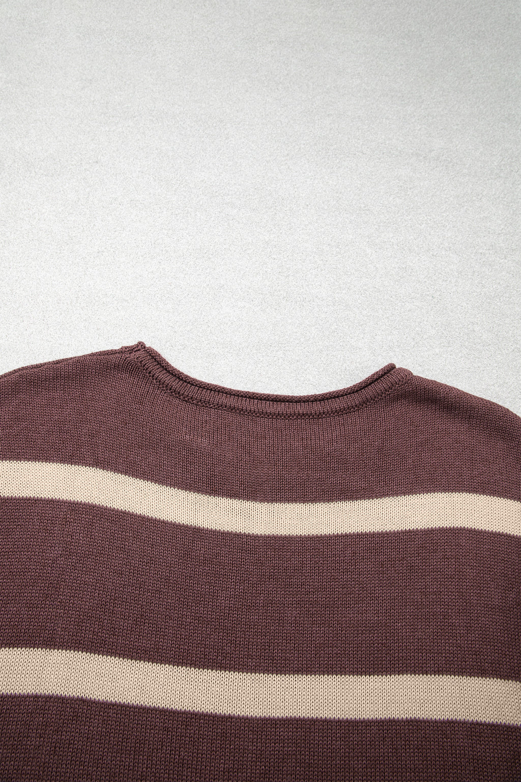 Brown Stripe Knit Western Short Sleeve Sweater
