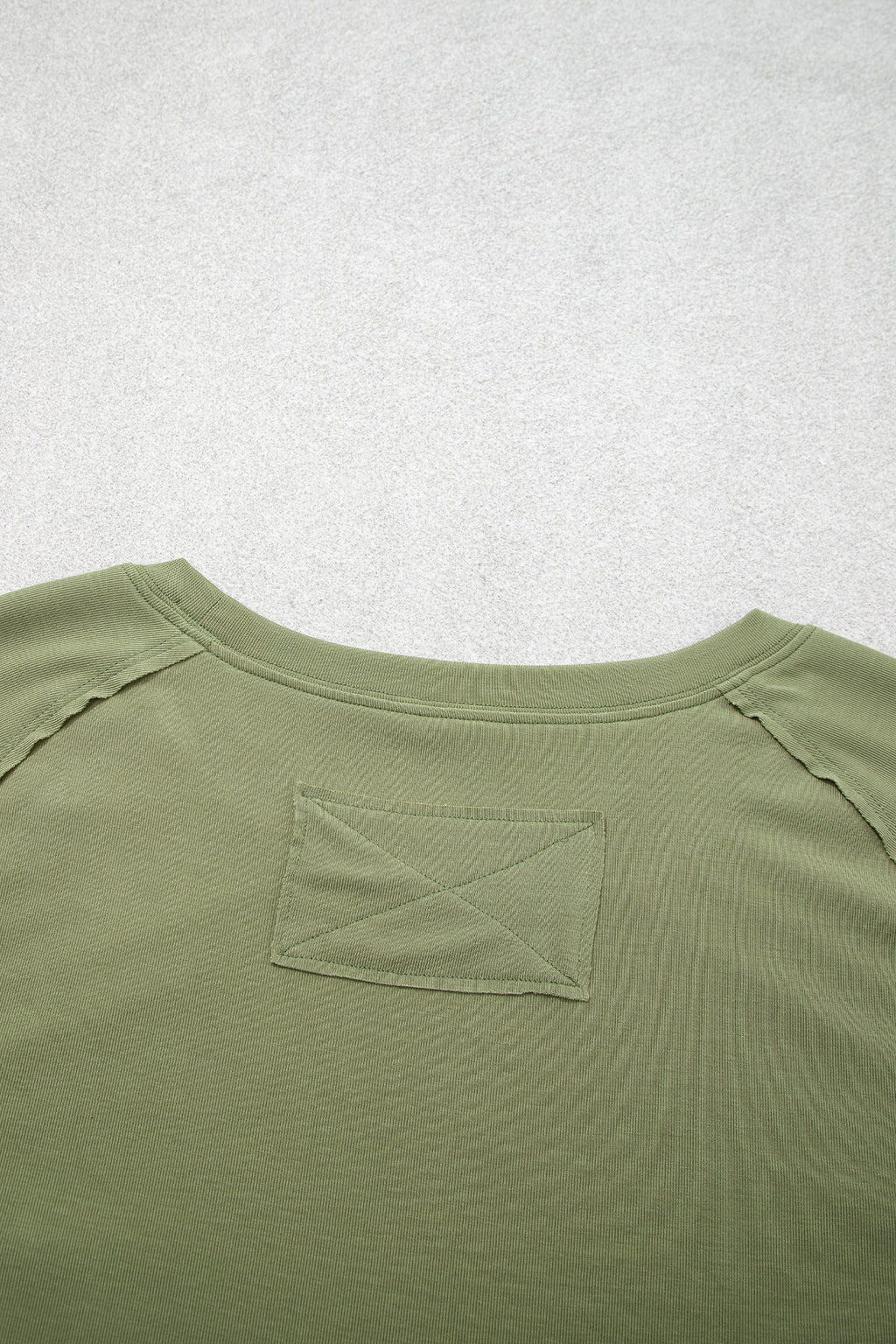 Guacamole Green Round Neck Paneling Long Sleeve Top