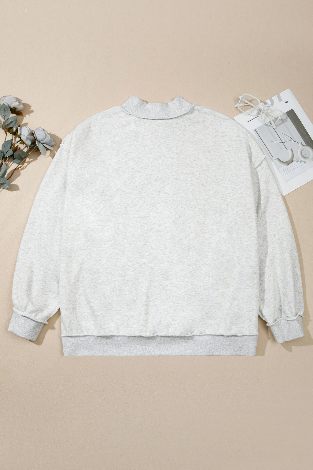 Light Grey Exposed Seam Detail Reversible Double Wear Plus Size Sweatshirt