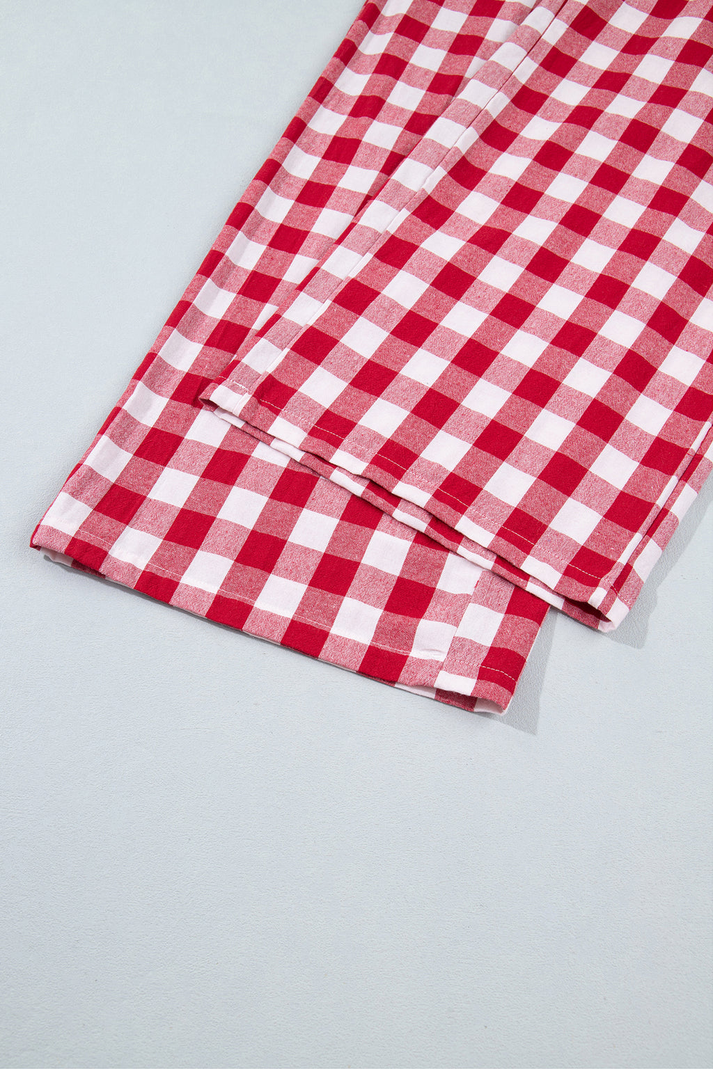 Red Gingham Plaid Tie Elastic Waist Shift Pants