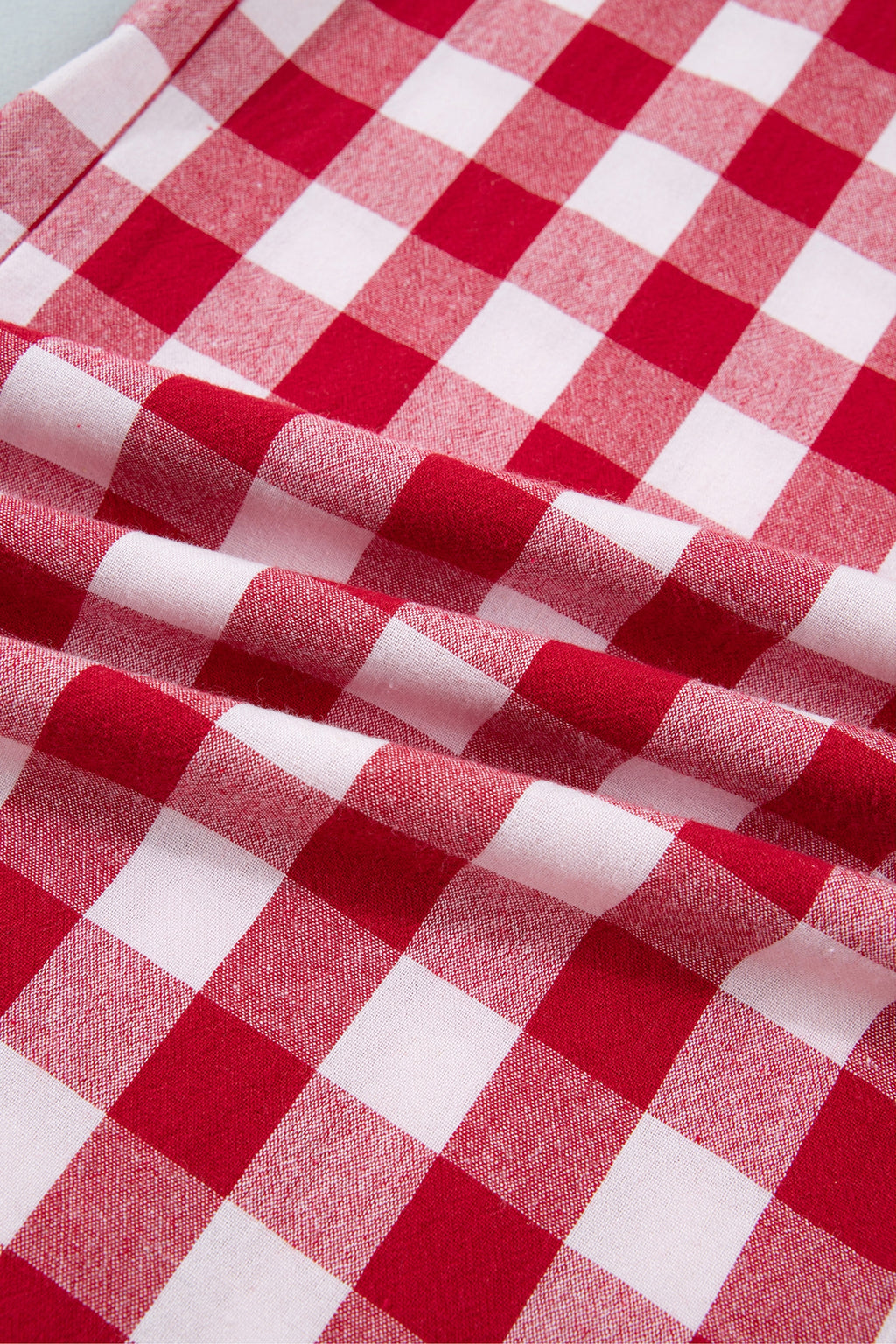 Red Gingham Plaid Tie Elastic Waist Shift Pants