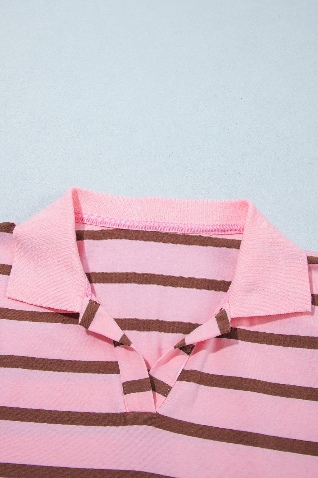 Pink Stripe Striped Long Sleeve Collar Shift Top