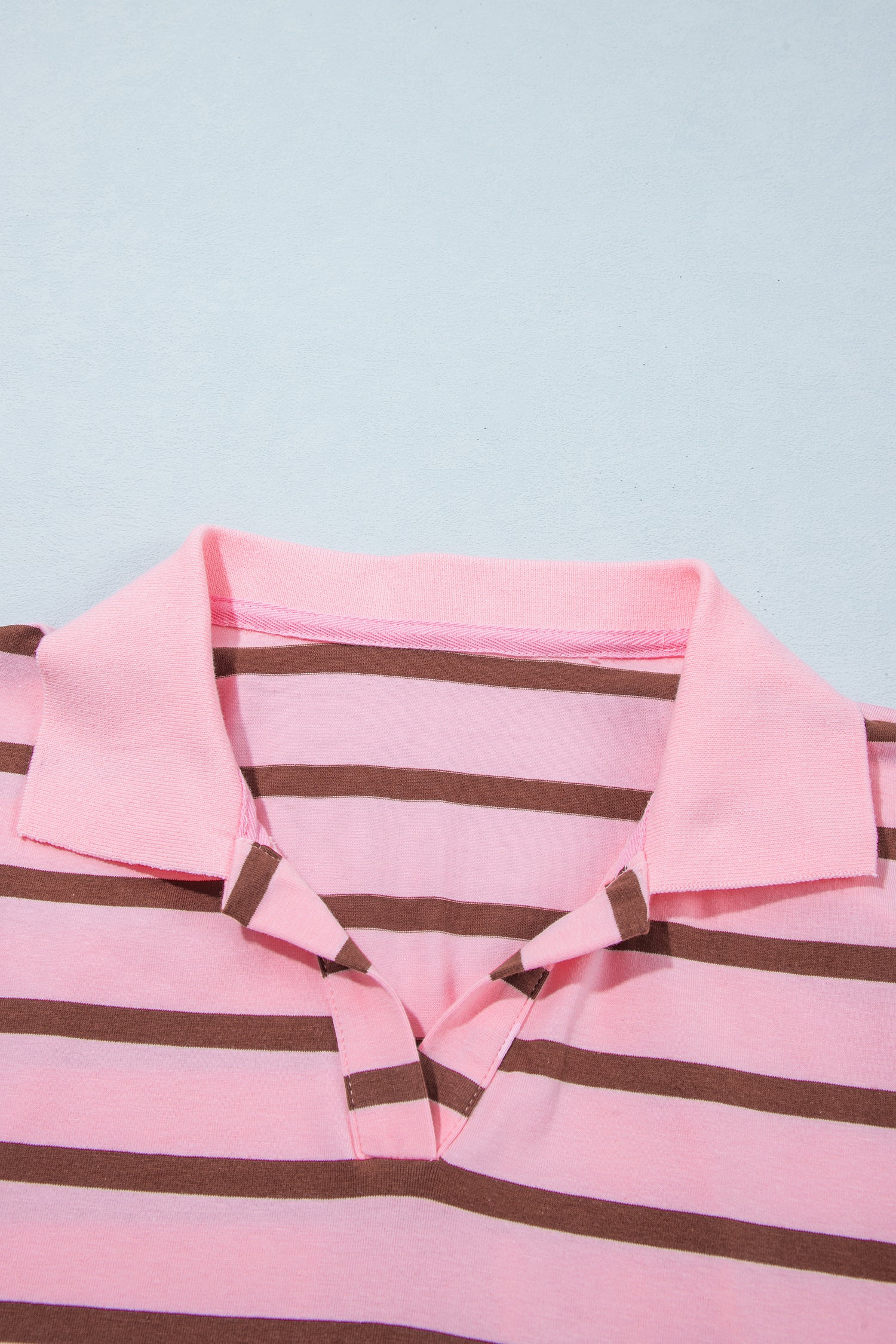 Pink Stripe Striped Long Sleeve Collar Shift Top