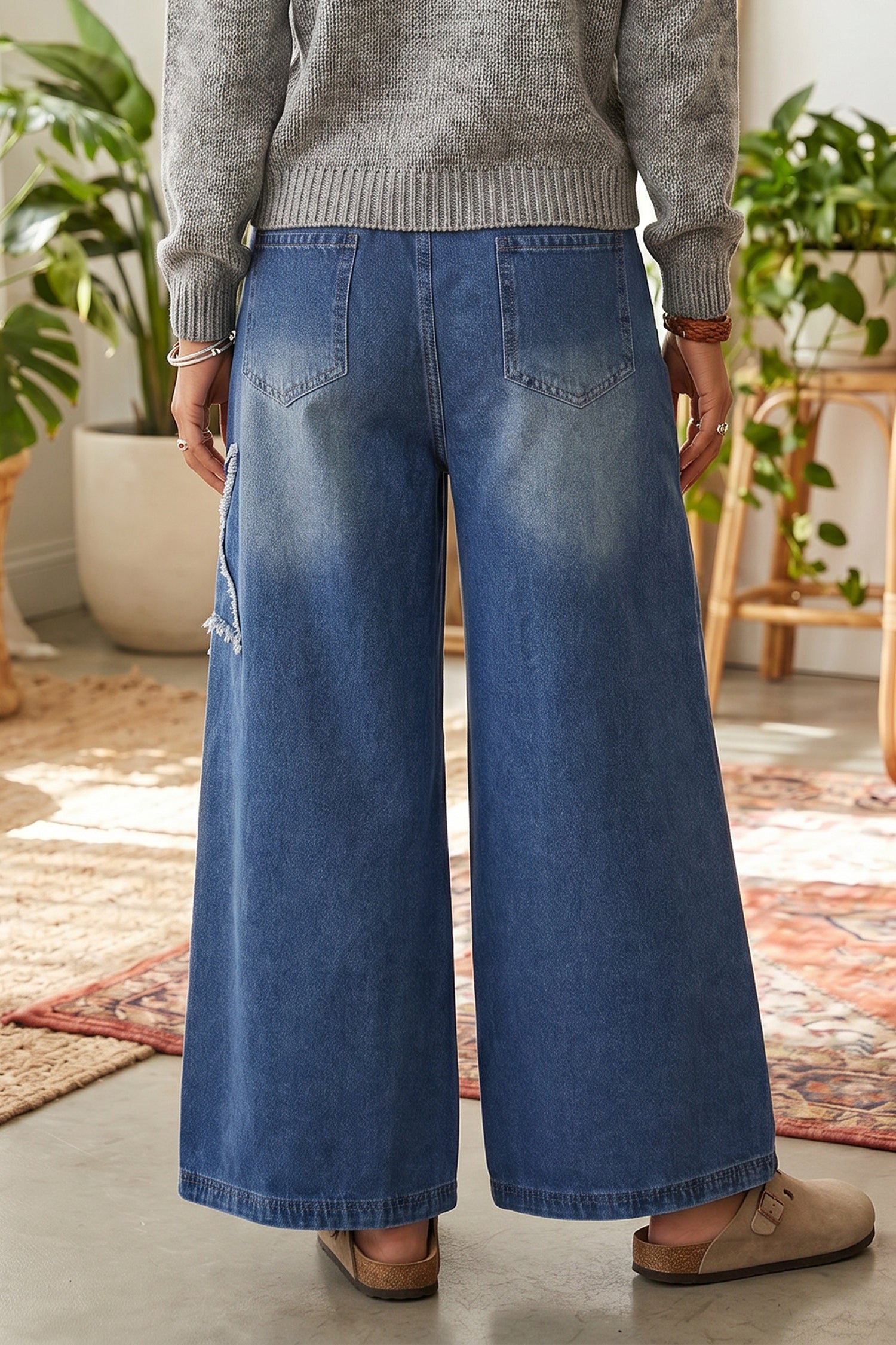 Ashleigh Blue Star Decorated Wide Leg Jeans