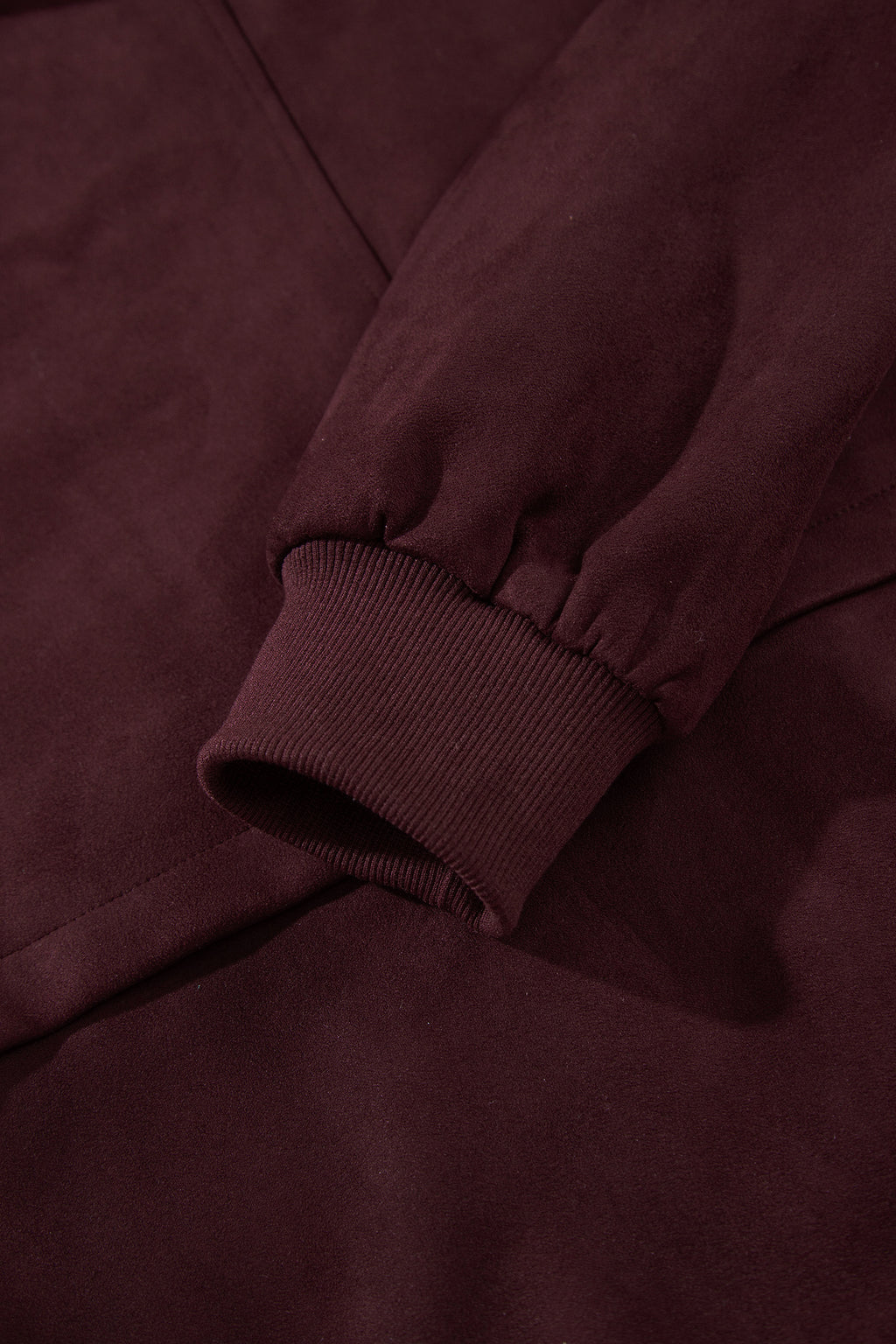 Chicory Coffee Solid Zip-up Metal Placket Collar Long Sleeve Jacket