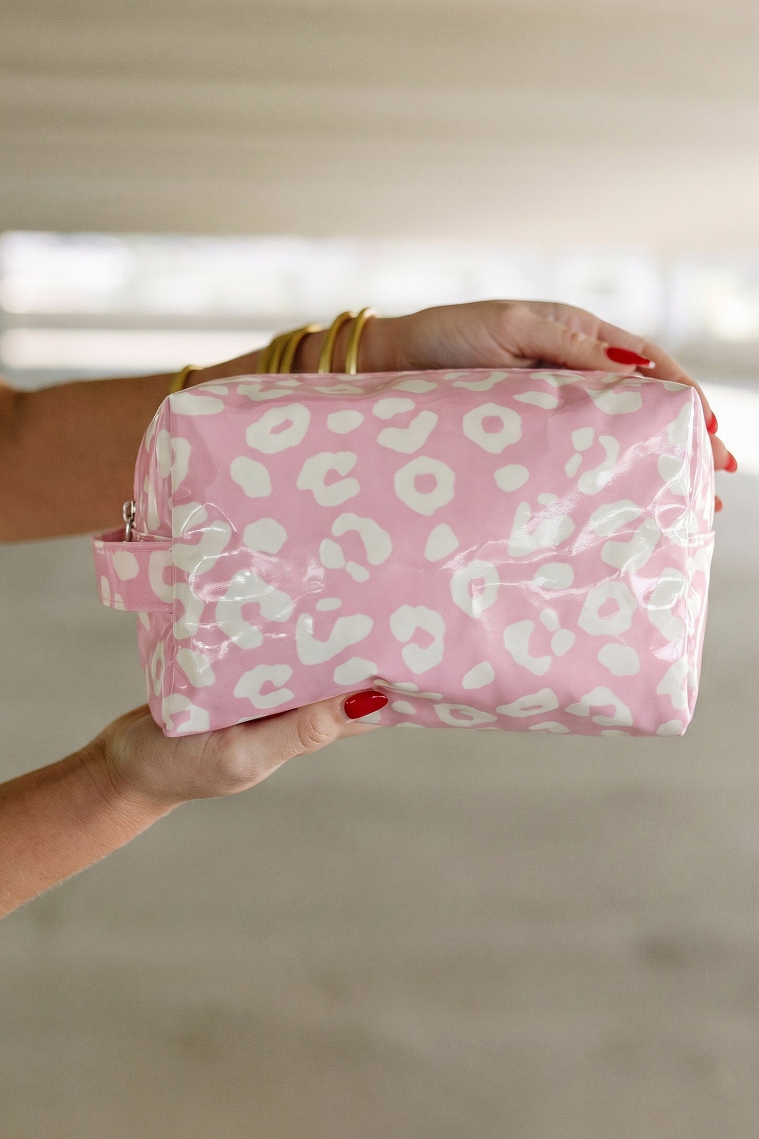 Blackish Green Leopard Print PVC Travel Makeup Organizer Cosmetic Bag