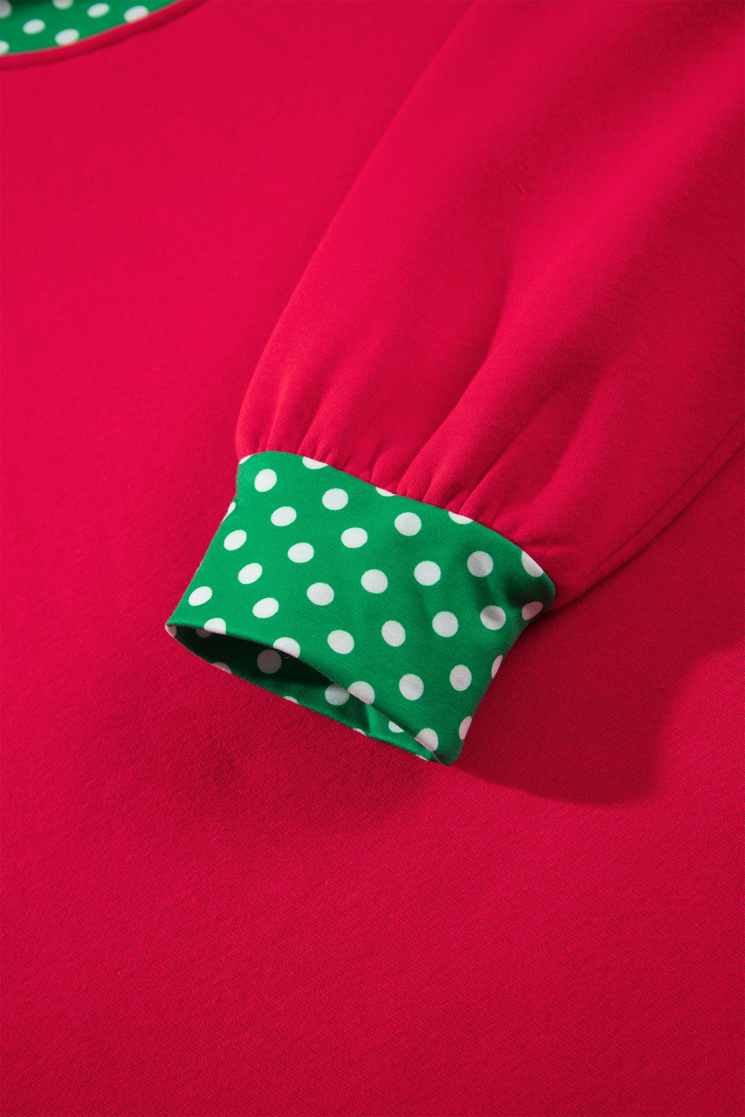 Fiery Red Colorblock Polka Dot Contrast Trim Oversized Sweatshirt