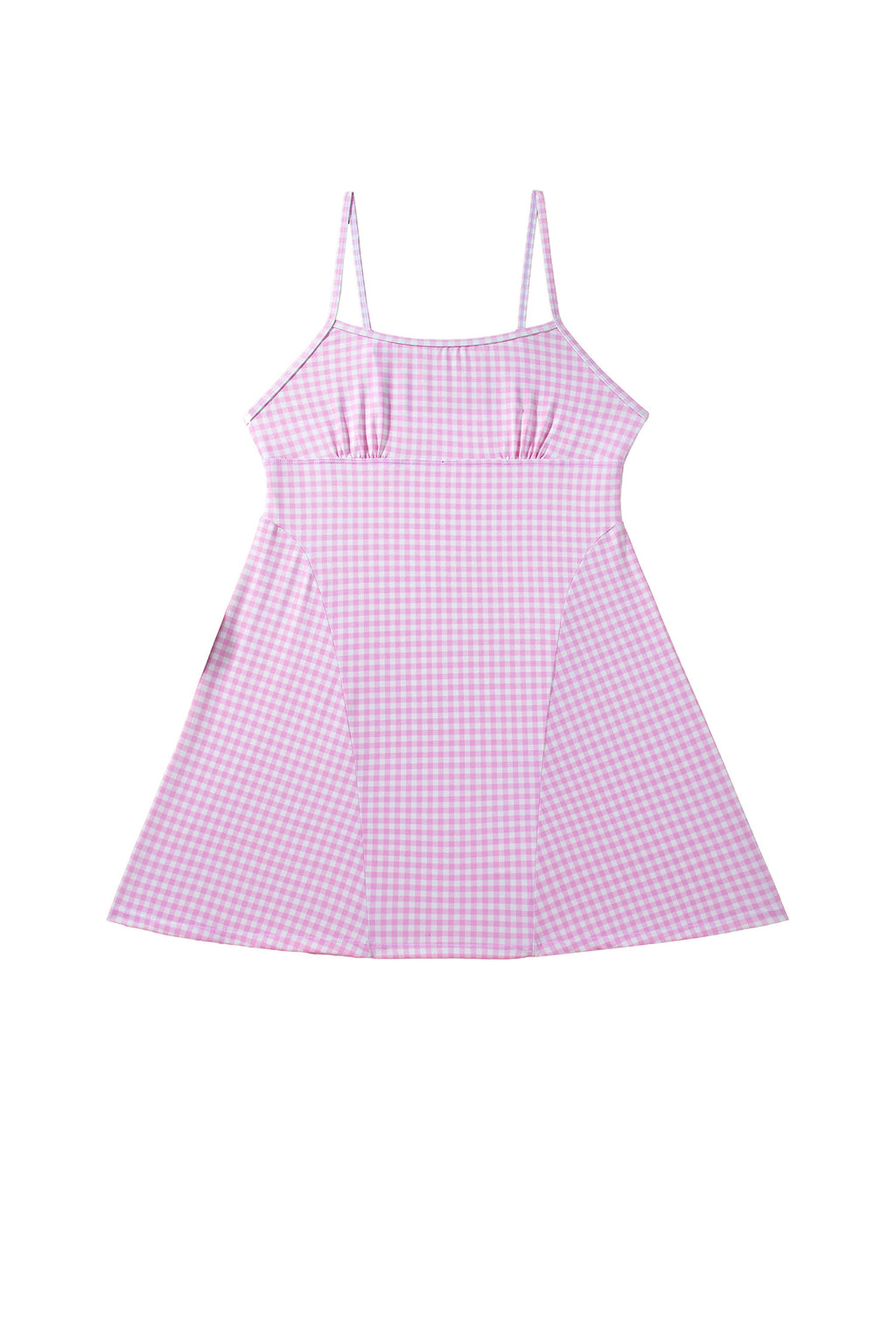 Sky Blue Gingham Plaid Double Layered Cami Mini Dress 3pcs Set