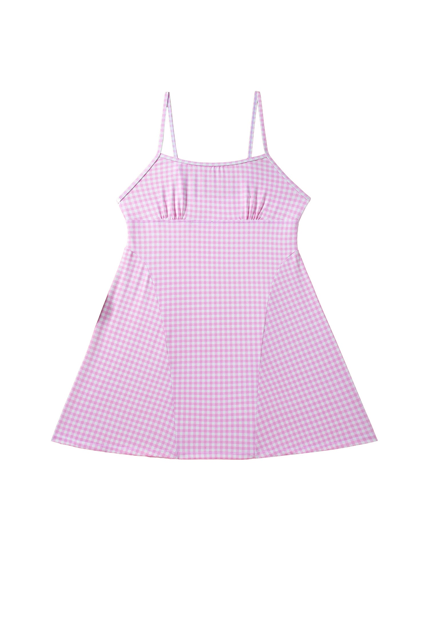 Sky Blue Gingham Plaid Double Layered Cami Mini Dress 3pcs Set