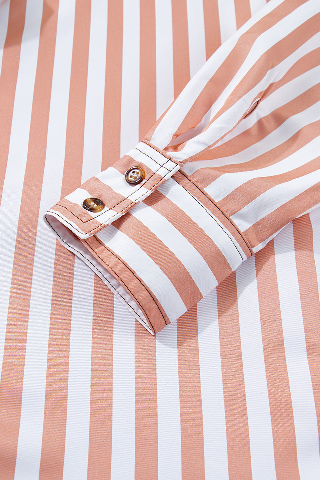 Brown Stripe Western Button Down Long Sleeve Casual Shirt