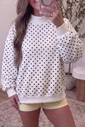 White Casual Polka Dot Mock Neck Sweatshirt