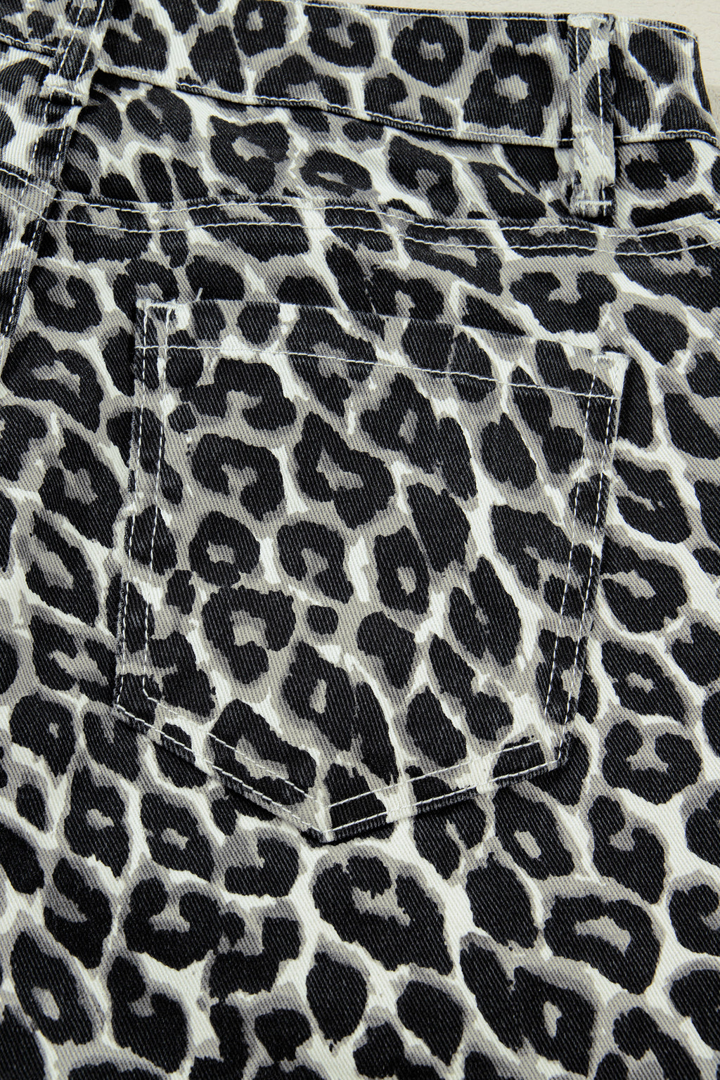 Black Leopard Print Barrel Jeans